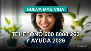 Una mujer latina sonriente, representando el servicio al cliente de Nueva Más Vida, en un entorno profesional y acogedor.