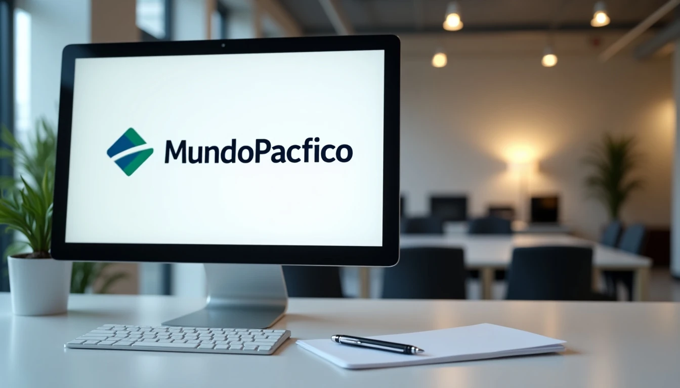 Atención al cliente de Mundo Pacífico - escritorio de servicio con logo y herramientas