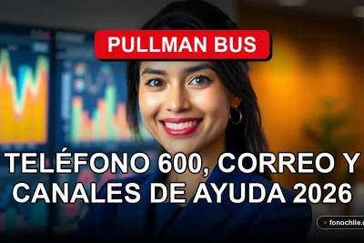Mujer latina sonriente, representante de servicio al cliente de Pullman Bus, en oficina moderna.