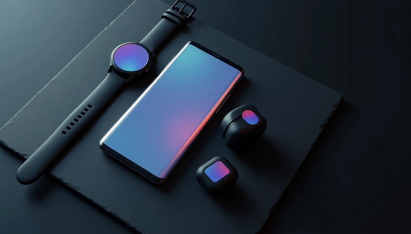 Productos Samsung Galaxy: teléfono, reloj inteligente y audífonos para soporte técnico.