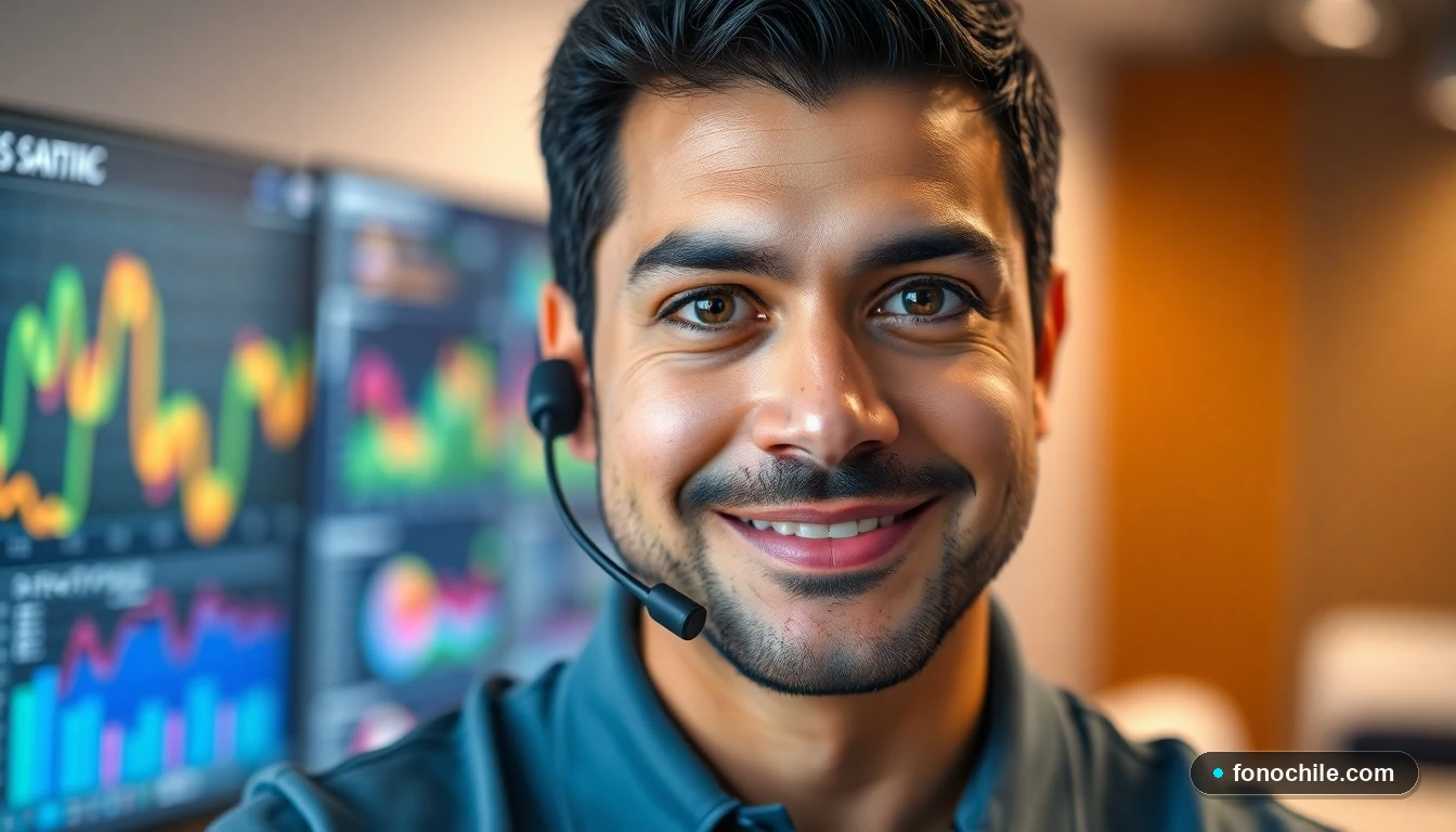 Primer plano de un técnico de soporte de Samsung en Chile, ofreciendo ayuda experta y personalizada.