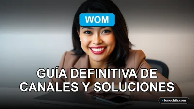 Una mujer latina sonriente, representando el servicio al cliente de WOM, en un entorno profesional y moderno.