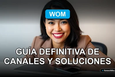 Una mujer latina sonriente, representando el servicio al cliente de WOM, en un entorno profesional y moderno.