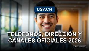 Teléfono inteligente moderno mostrando gráficos abstractos, en mesa de trabajo limpia, representando contacto con la Universidad de Santiago de Chile.