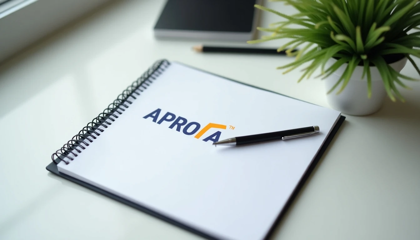 Escritorio organizado con los datos de contacto de la Asociación Pro Familia APROFA.