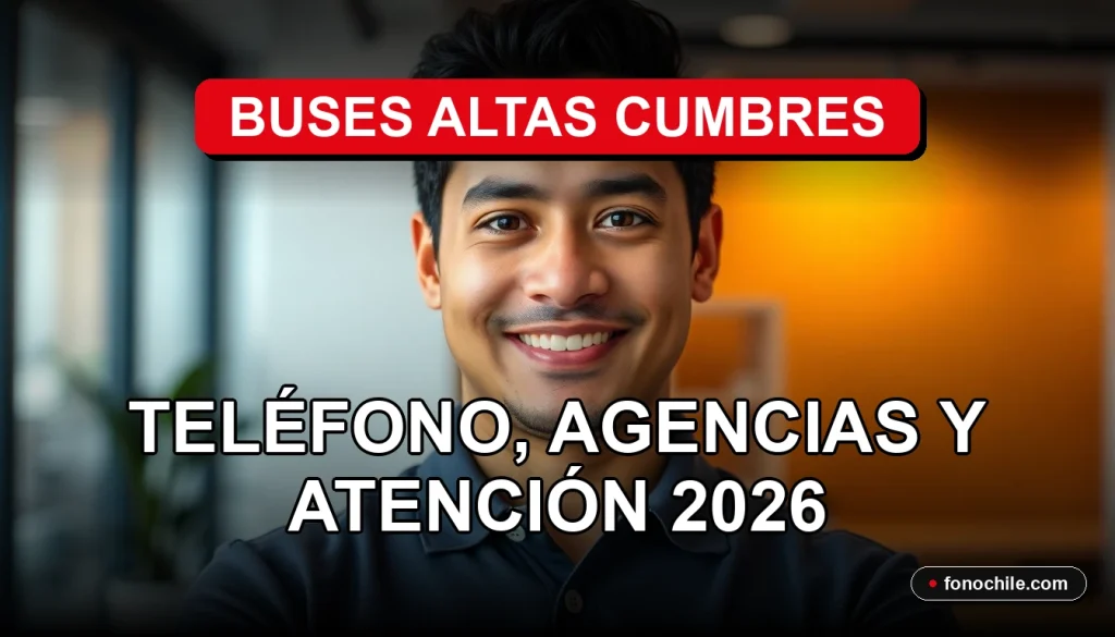 Agente de servicio al cliente de Buses Altas Cumbres sonriendo con atención profesional.