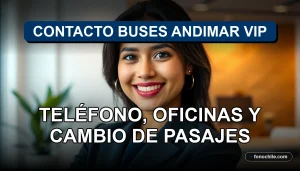 Una mujer latina sonriente, representando el servicio al cliente de Contacto Buses Andimar VIP, en una oficina moderna y acogedora.