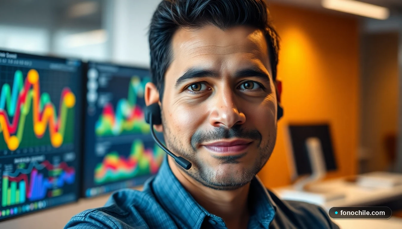 Representante de soporte de Contacto Buses JAC Chile atendiendo consultas en la oficina.