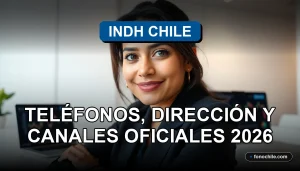 Oficina moderna del Instituto Nacional de Derechos Humanos de Chile con canales de contacto disponibles.