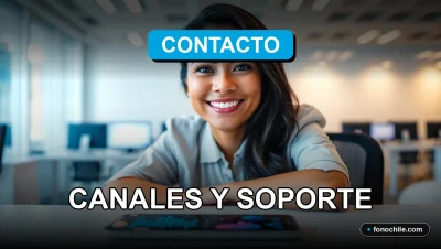 Ejecutiva de soporte al cliente sonriendo en un centro de contacto moderno y minimalista.
