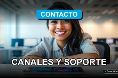 Ejecutiva de soporte al cliente sonriendo en un centro de contacto moderno y minimalista.