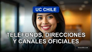 Joven profesional hispana sonriendo, representando el servicio de contacto de la Universidad Católica de Chile.