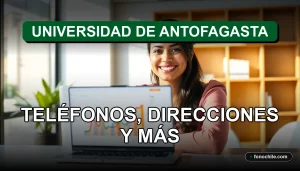 Información de contacto de la Universidad de Antofagasta en pantalla digital