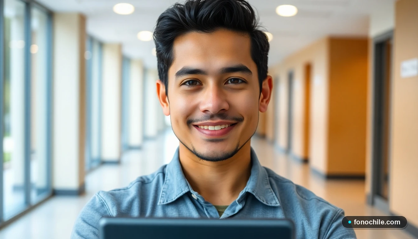 Estudiante recibiendo orientación en los pasillos de la Universidad de Antofagasta