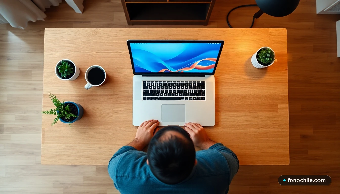 Persona comparando planes de internet en su hogar en Valdivia con gráficos de velocidad y cobertura en pantalla.