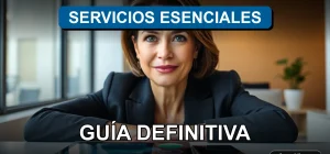 Una guía visual sobre contratos de servicios esenciales para el año 2026, representada por un profesional en un entorno corporativo moderno.