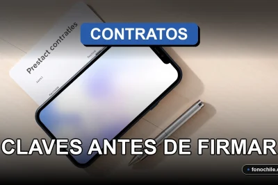 Un teléfono inteligente moderno sobre un escritorio de madera, mostrando gráficos abstractos en su pantalla, junto a un documento de contrato y un bolígrafo estilizado.