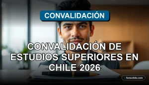 Proceso de convalidación de títulos universitarios extranjeros en Chile, documentos oficiales sobre una mesa de trabajo.