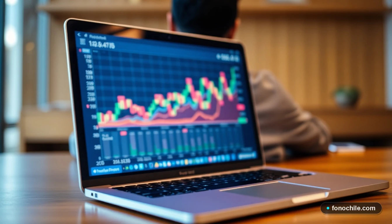 Gráfico abstracto de colores mostrando el proceso de convalidación de estudios superiores en una laptop