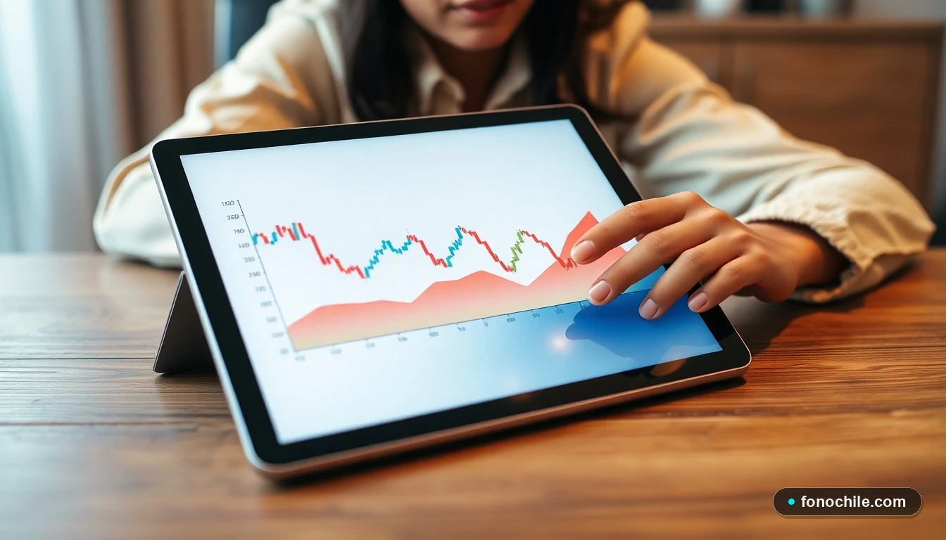 Gráfico abstracto de finanzas personales mostrando una tendencia positiva en una tableta, concepto de acuerdos de pago.