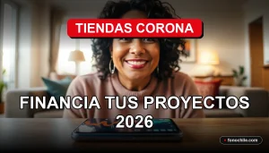 Mujer hispana sonriendo en su hogar renovado, con un teléfono mostrando gráficos de colores, representando el crédito para proyectos del hogar.