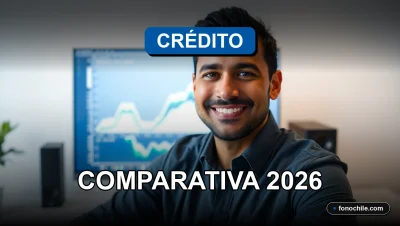 Hombre hispano sonriendo en oficina moderna con gráficos abstractos en pantalla de fondo, concepto de comparativa de crédito vehicular.