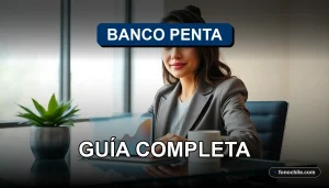 Una mujer revisando opciones de crédito hipotecario en una tablet, con gráficos abstractos en la pantalla.