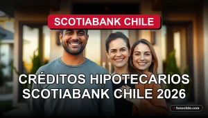 Una familia feliz recibe las llaves de su nueva casa con un crédito hipotecario Scotiabank Chile 2026.