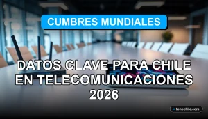 Abstracto de telecomunicaciones en Chile 2026 con gráficos de datos coloridos y difusos en pantallas de dispositivos modernos.