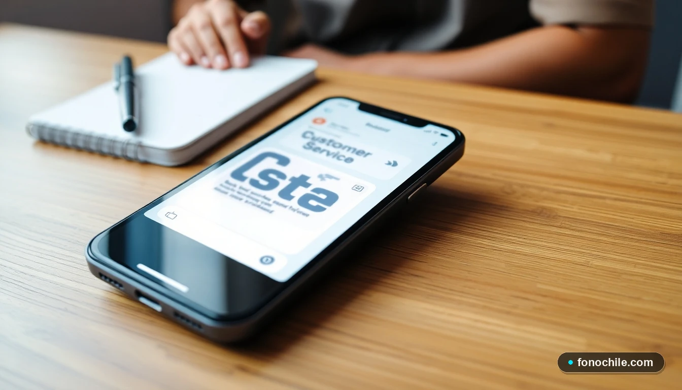 Smartphone mostrando proceso de contacto con servicio al cliente para gestionar baja de servicio de telecomunicaciones.