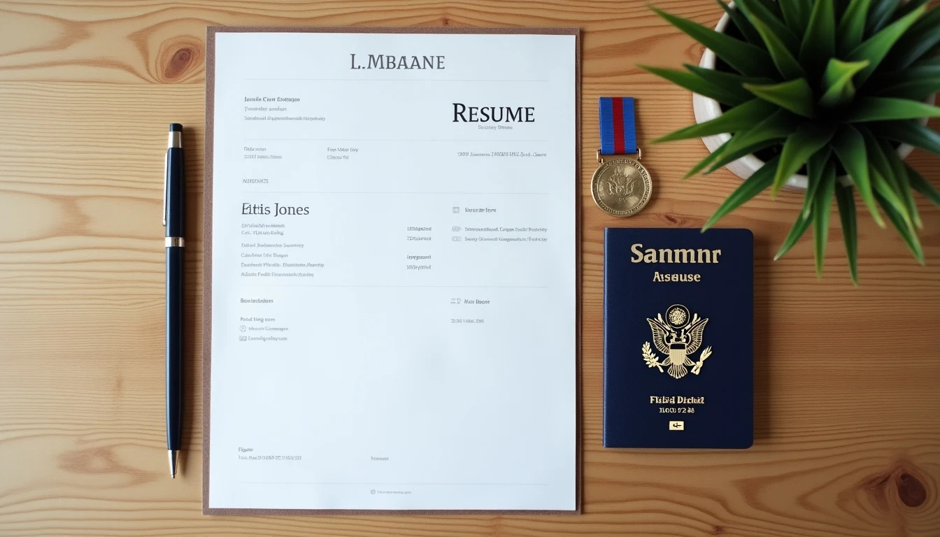 Elementos que representan datos de interés: currículum, pasaporte y logros.