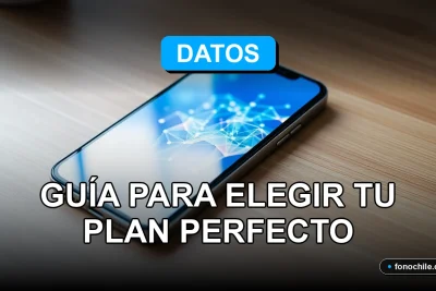 Plan de datos móviles ilimitados en Chile mostrando gráficos abstractos en la pantalla de un smartphone moderno.