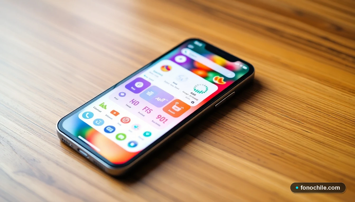 Smartphone mostrando la interfaz colorida y moderna de una aplicación de delivery de comida en Chile.