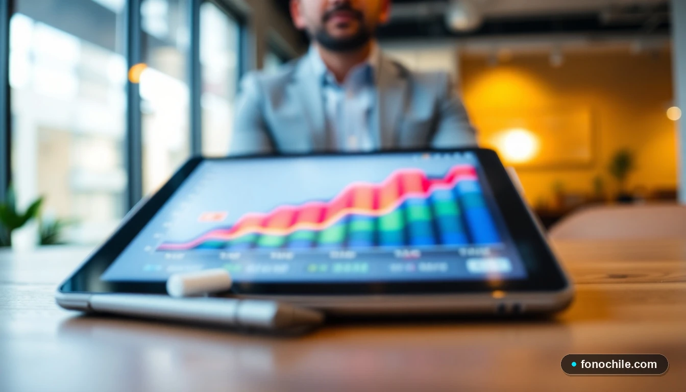 Gráfico abstracto de colores que muestra el progreso de los derechos LGBT+ en Chile en una pantalla digital.