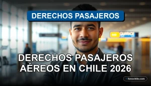 Una tarjeta de embarque y un teléfono inteligente mostrando un gráfico abstracto sobre derechos de pasajeros aéreos en Chile.
