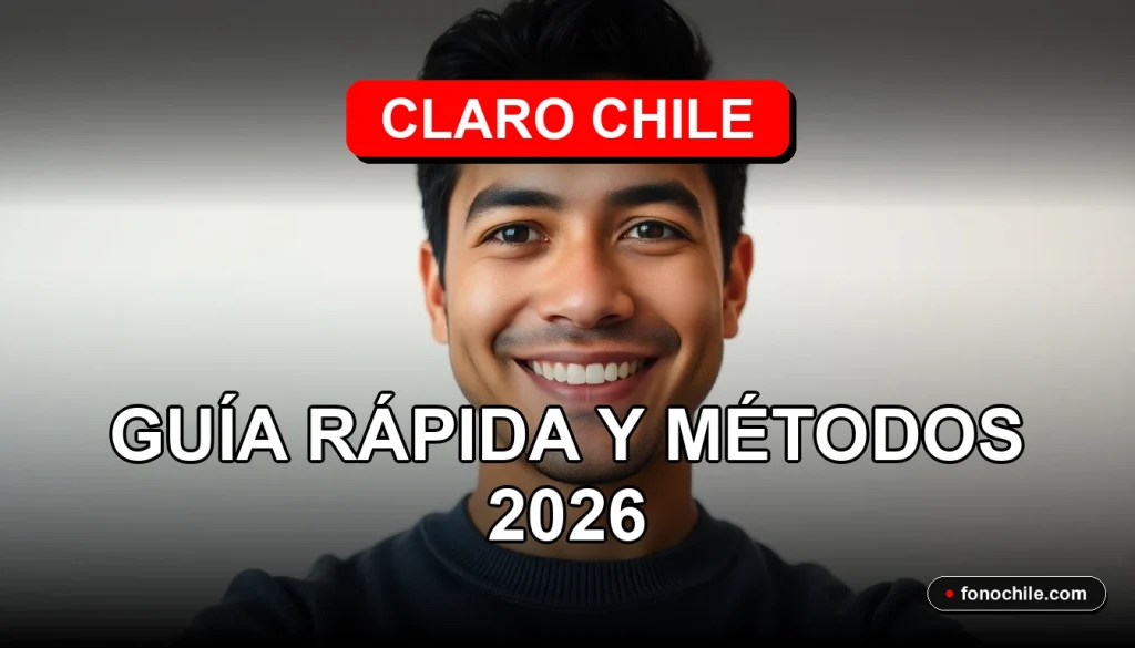 Hombre hispano sonriendo, representando el servicio al cliente de Claro Chile, en un fondo moderno y minimalista.