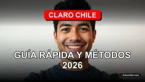 Hombre hispano sonriendo, representando el servicio al cliente de Claro Chile, en un fondo moderno y minimalista.