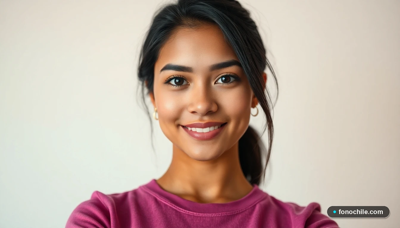 Mujer latina sonriendo, representando el equipo de soporte y portabilidad de Claro Chile.