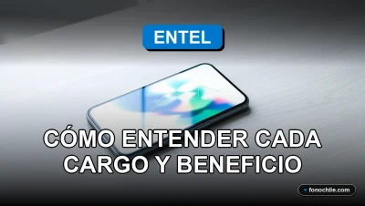 Detalle del Plan Entel 2026 mostrando un teléfono inteligente con gráficos abstractos en su pantalla, sobre una mesa de trabajo moderna.