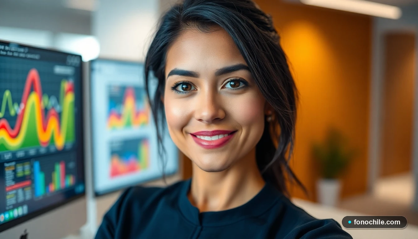 Agente de servicio al cliente de DHL Chile atendiendo consultas en su estación de trabajo moderna