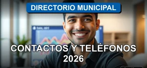 Un hombre hispano sonríe frente a la cámara con un fondo de oficina municipal moderna y desenfocada.