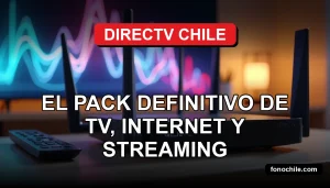 Un moderno router y un control remoto de DIRECTV descansan sobre una mesa de madera clara, con gráficos abstractos de colores brillando en una pantalla de fondo.