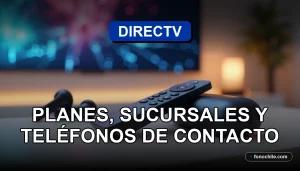 Un moderno control remoto de DIRECTV y un audífono inalámbrico reposan sobre una mesa de madera clara, con gráficos abstractos de colores en una pantalla de fondo desenfocada.