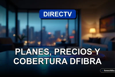 Planes y cobertura de fibra óptica DIRECTV Fibra en Chile, mostrando un cable de fibra óptica brillante en un entorno moderno.