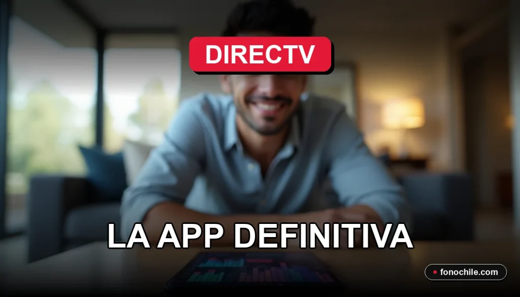 Aplicación DIRECTV Go Chile en un teléfono inteligente mostrando una interfaz moderna con gráficos de colores.
