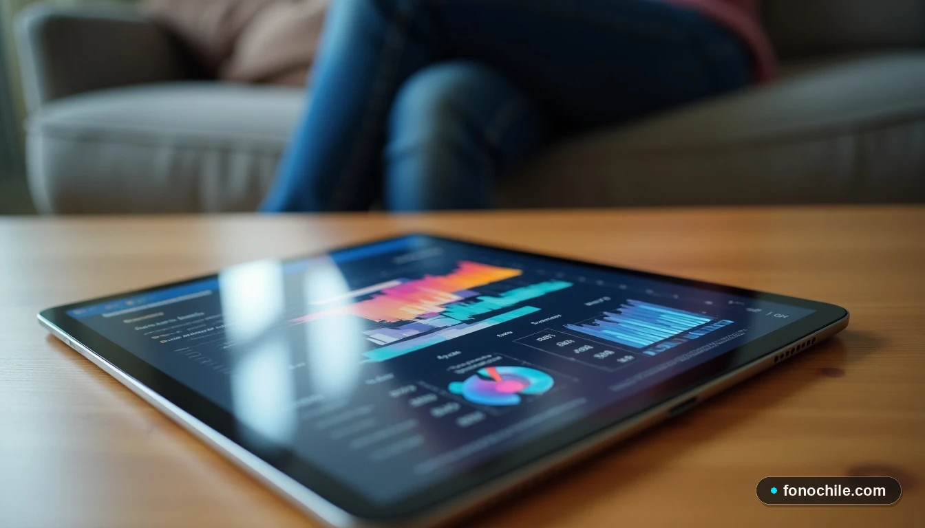 Dispositivos móviles mostrando gráficos de uso de la aplicación de streaming DIRECTV Go en un hogar chileno.