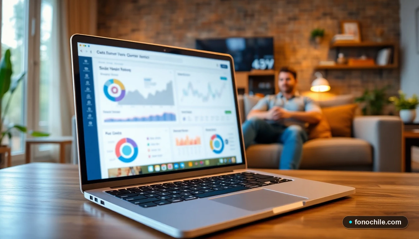 Persona gestionando sus servicios de televisión y streaming desde el portal Mi Cuenta de DIRECTV en un laptop.