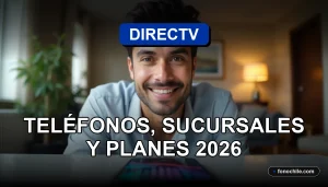 Cliente feliz consultando planes de DIRECTV Santiago en su teléfono inteligente.