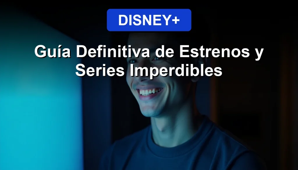 Un hombre joven sonríe con anticipación mientras mira la pantalla de su laptop, descubriendo los nuevos estrenos de Disney+ para 2026 en Chile.