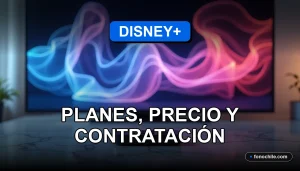 Ilustración abstracta de streaming premium con gráficos de colores vibrantes sobre una mesa de diseño.